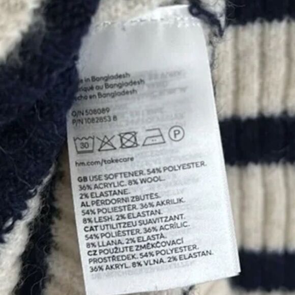 H&M Stripe Wool mixed Crewneck slouchy Sweater sz.L Gently used - Picture 9 of 11
